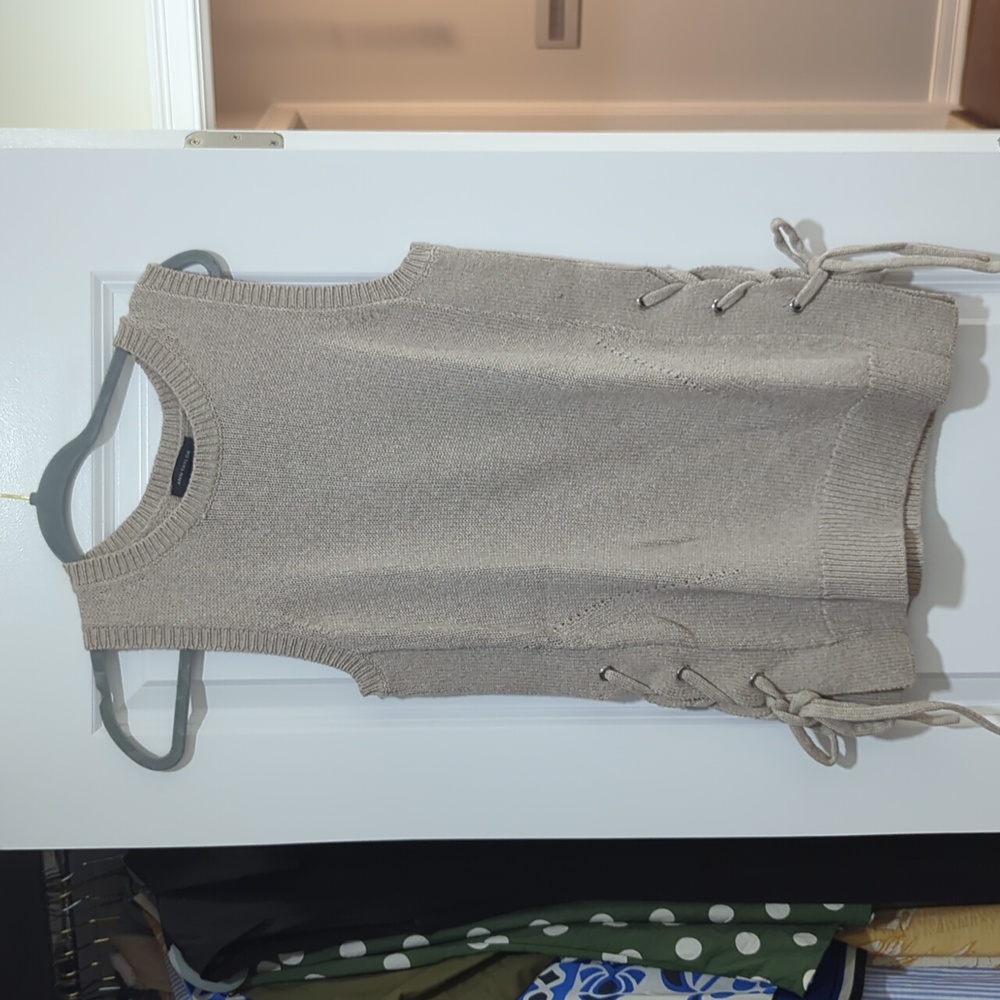 Ann Taylor Beige Braided Sweater Vest